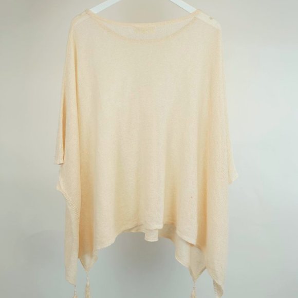 Johnny Was Calme Cream Linen Knit Poncho - Picture 4 of 7